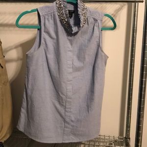 J. Crew rhinestone collar chambray tank